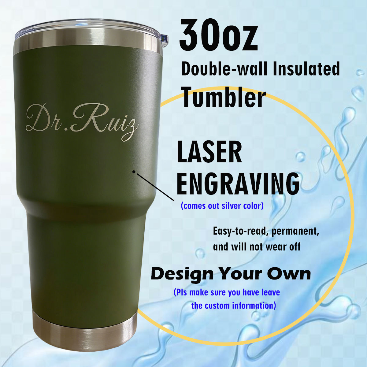 Custom Personalized 30 oz Vacu - огляд і ціна Aquatic Gym